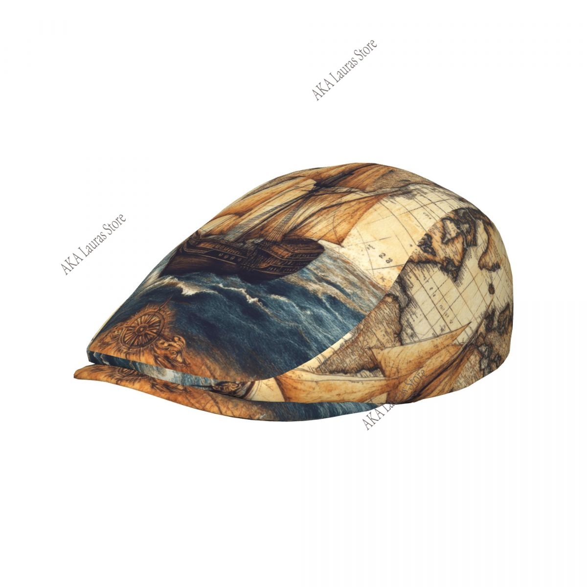 Newsboy Cap Ivy - Newsboy Cap Vintage World Map Print