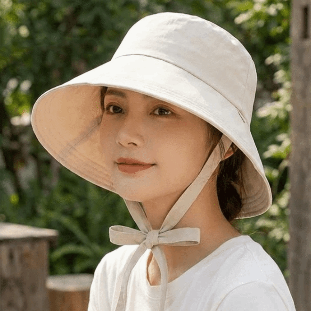 Sun Hat Wide Brim - Breathable Lace-up Sunshade Hat UV Protection