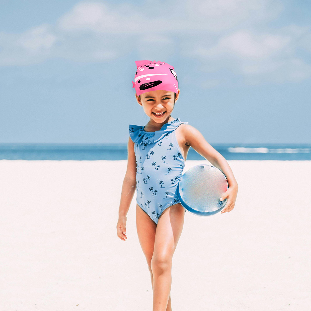 Swim Hat Silicone - 2Pcs Childrens Silicone Swim Cap Vibrant