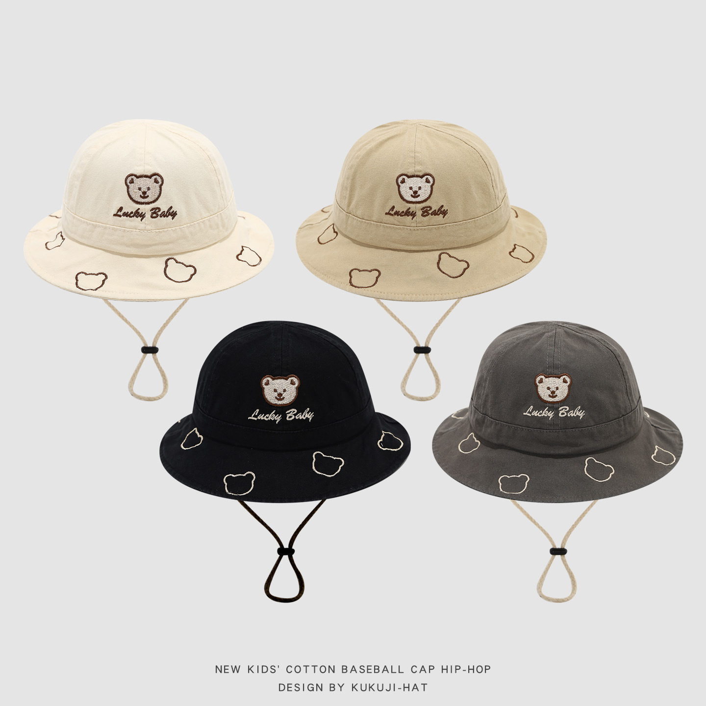 2026 Cute Cartoon Bear Baby Bu - Bucket Hat Cotton ulasan dan harga
