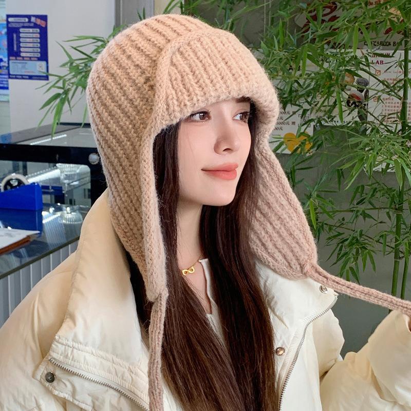 Autumn Winter Knit Earflap Bea - Trapper Hat Ear Flap ulasan dan harga