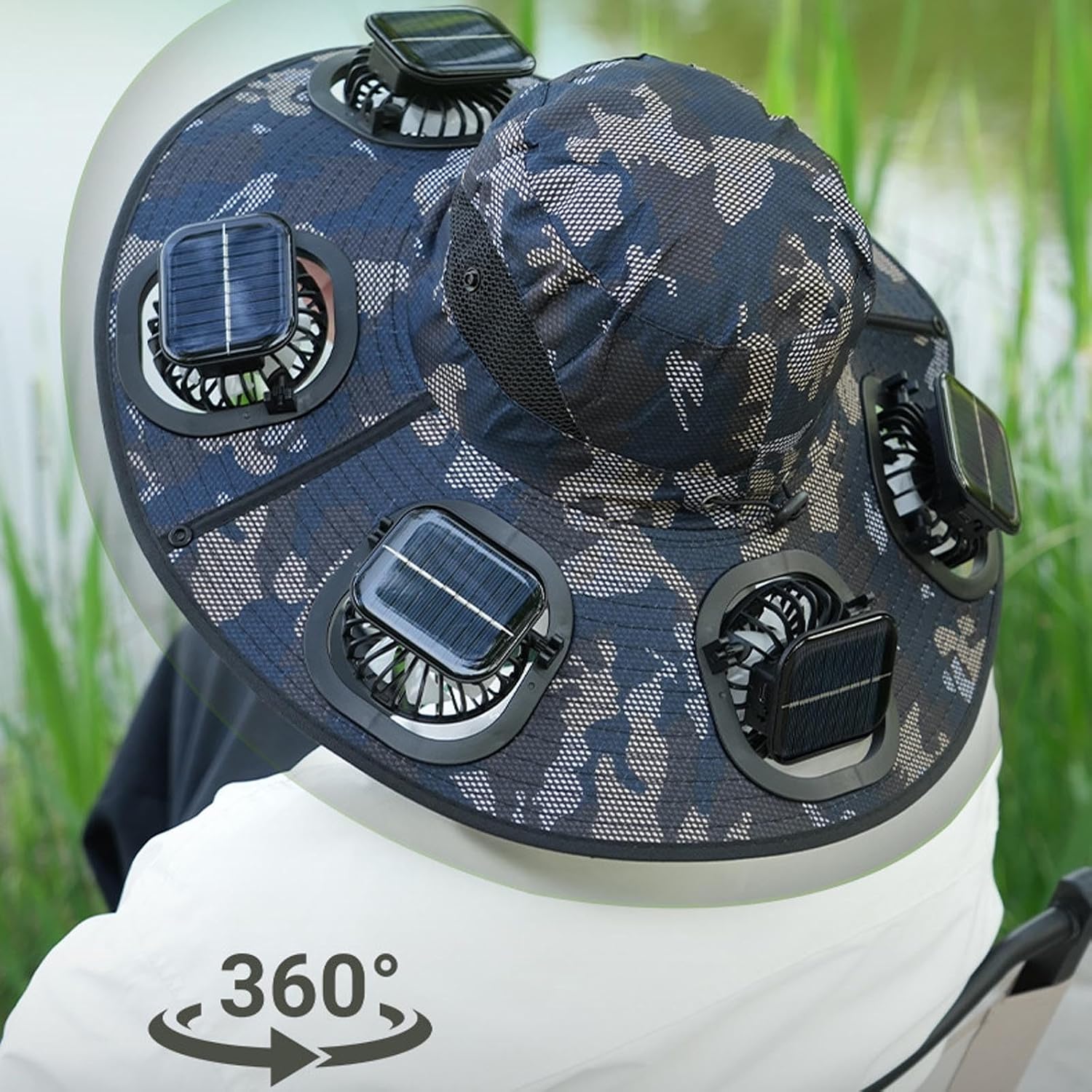 Hot 6 Fans Solar Fan Hat Breat - Visor Sun Hat ulasan dan harga