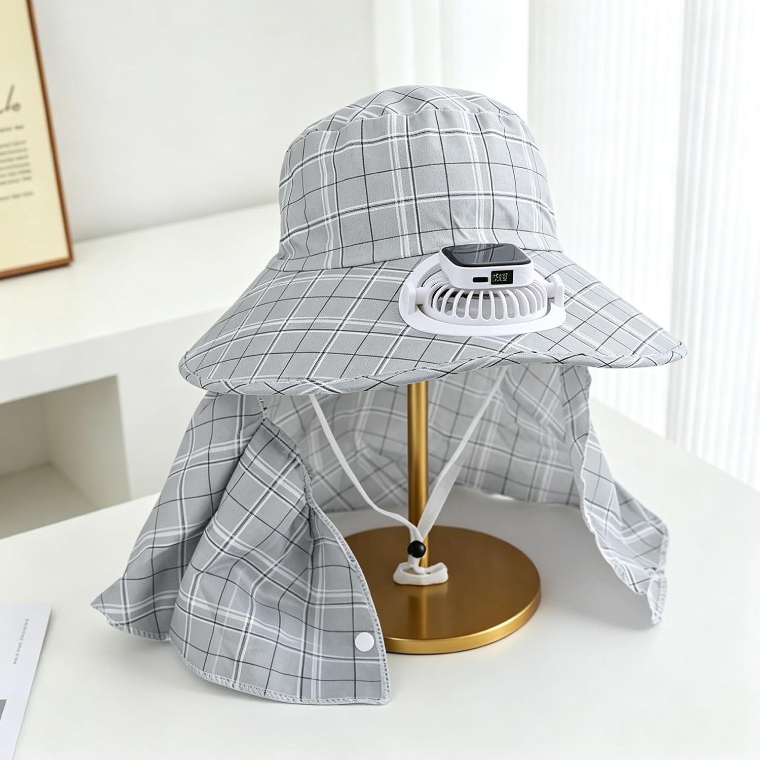 1PC Solar Power Neck Guard Fan - Visor Sun Hat ulasan dan harga