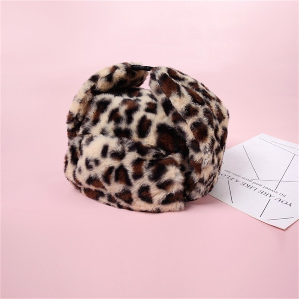 Warm Leopard Print Trapper Hat - Trapper Hat Ear Flap ulasan dan harga