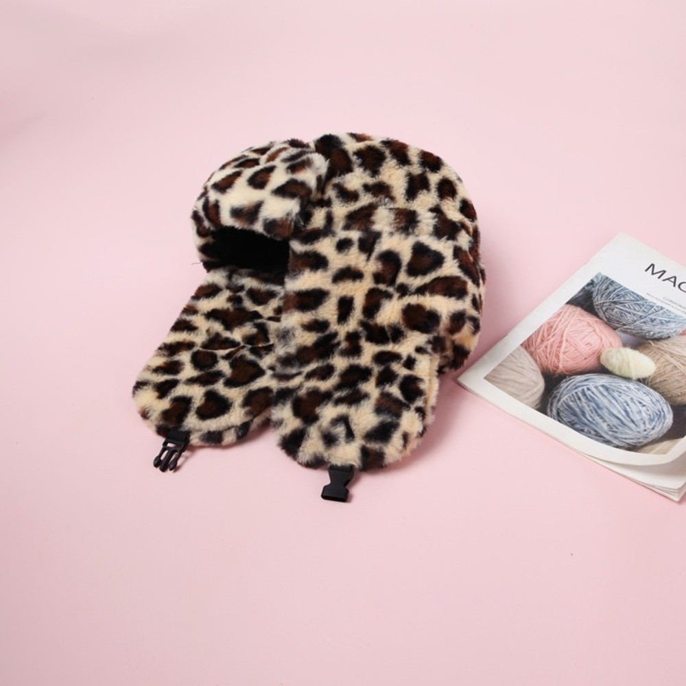Warm Leopard Print Trapper Hat - Trapper Hat Ear Flap ulasan dan harga
