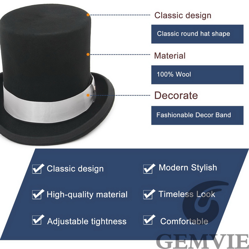 GEMVIE 17cm 100% Wool Felt Top - Fedora Hat Wool ulasan dan harga