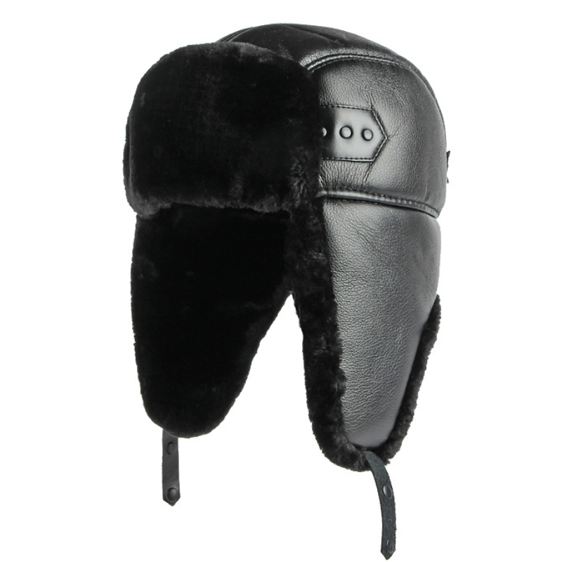 HT4002 New PU Leather Russian  - Trapper Hat Ear Flap ulasan dan harga