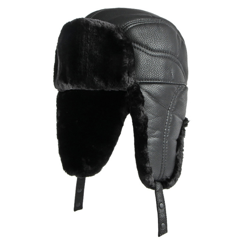 HT4002 New PU Leather Russian  - Trapper Hat Ear Flap ulasan dan harga