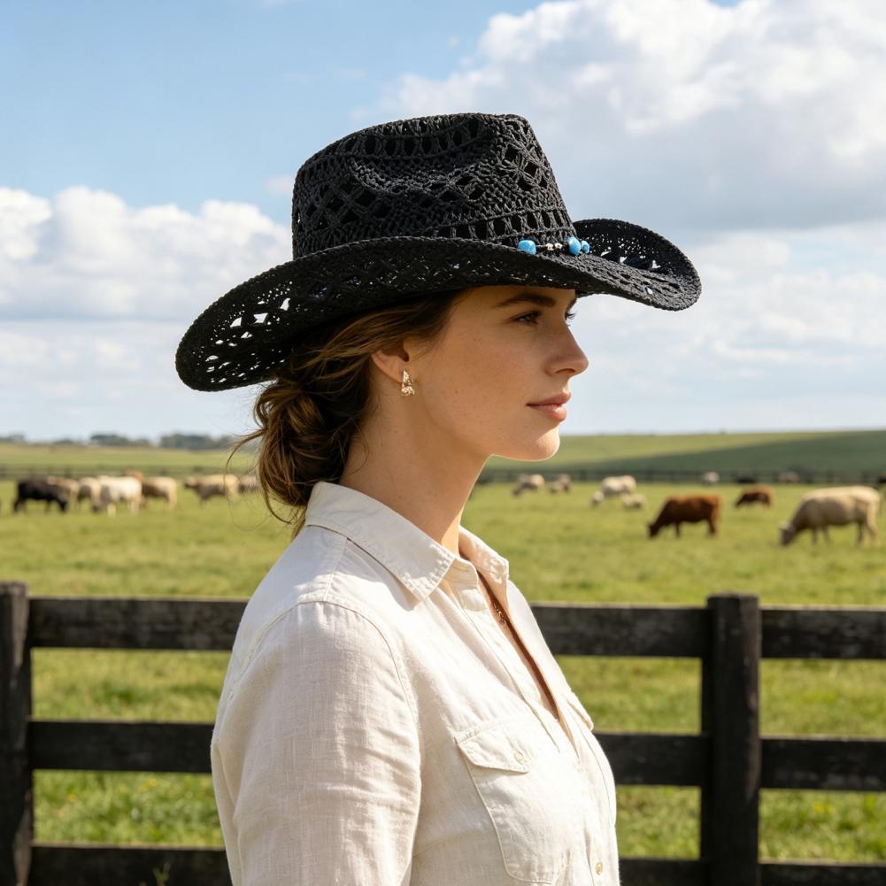 Wide Brim Cowboy Hat Western S - Cowboy Hat Straw ulasan dan harga