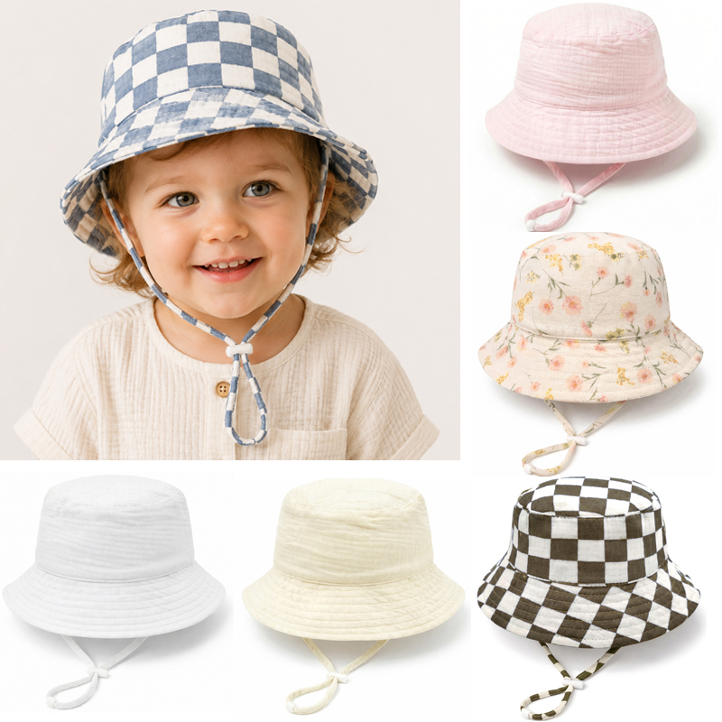 Muslin Baby Summer Hat Adjusta - Bucket Hat Cotton ulasan dan harga