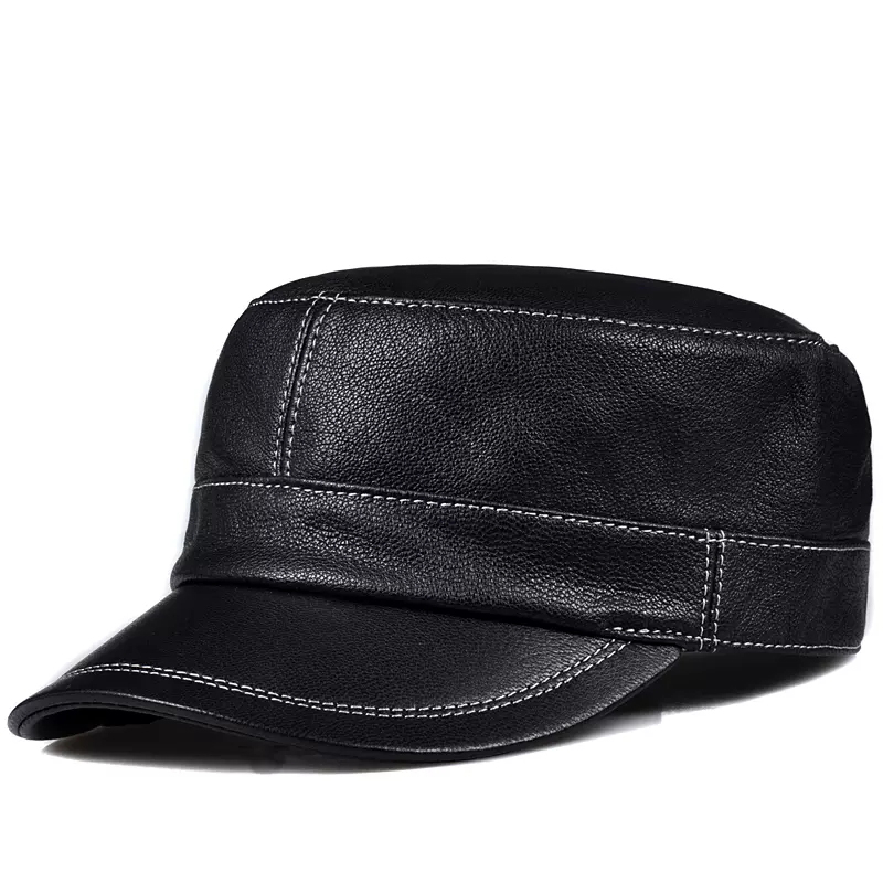 Trendy Lambskin Leather Flat T - Baseball Cap Structured ulasan dan harga