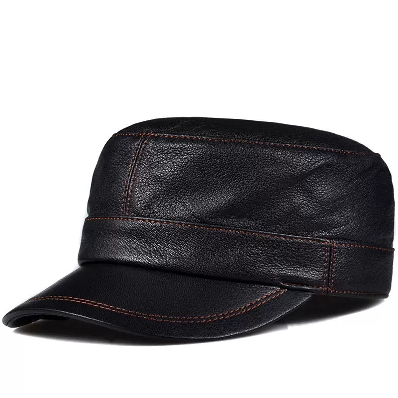 Trendy Lambskin Leather Flat T - Baseball Cap Structured ulasan dan harga