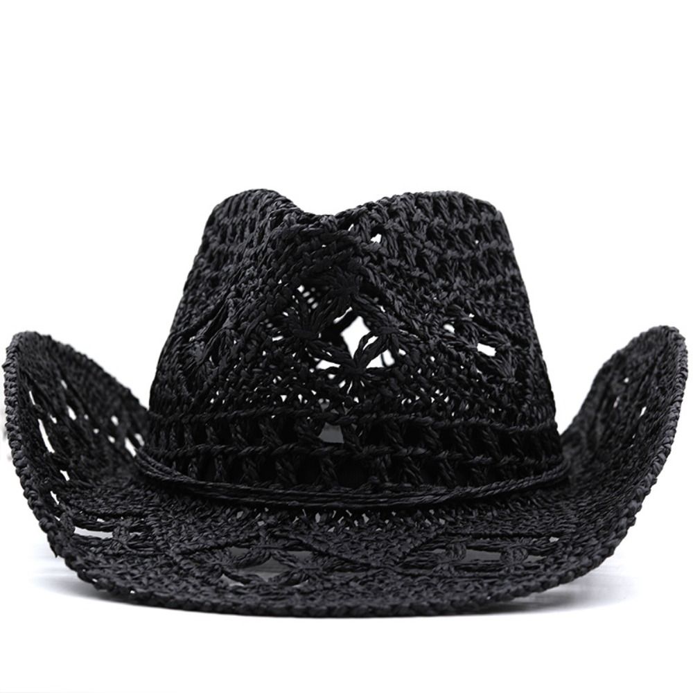 Vintage Wide Brim Hollow Straw - Cowboy Hat Straw ulasan dan harga