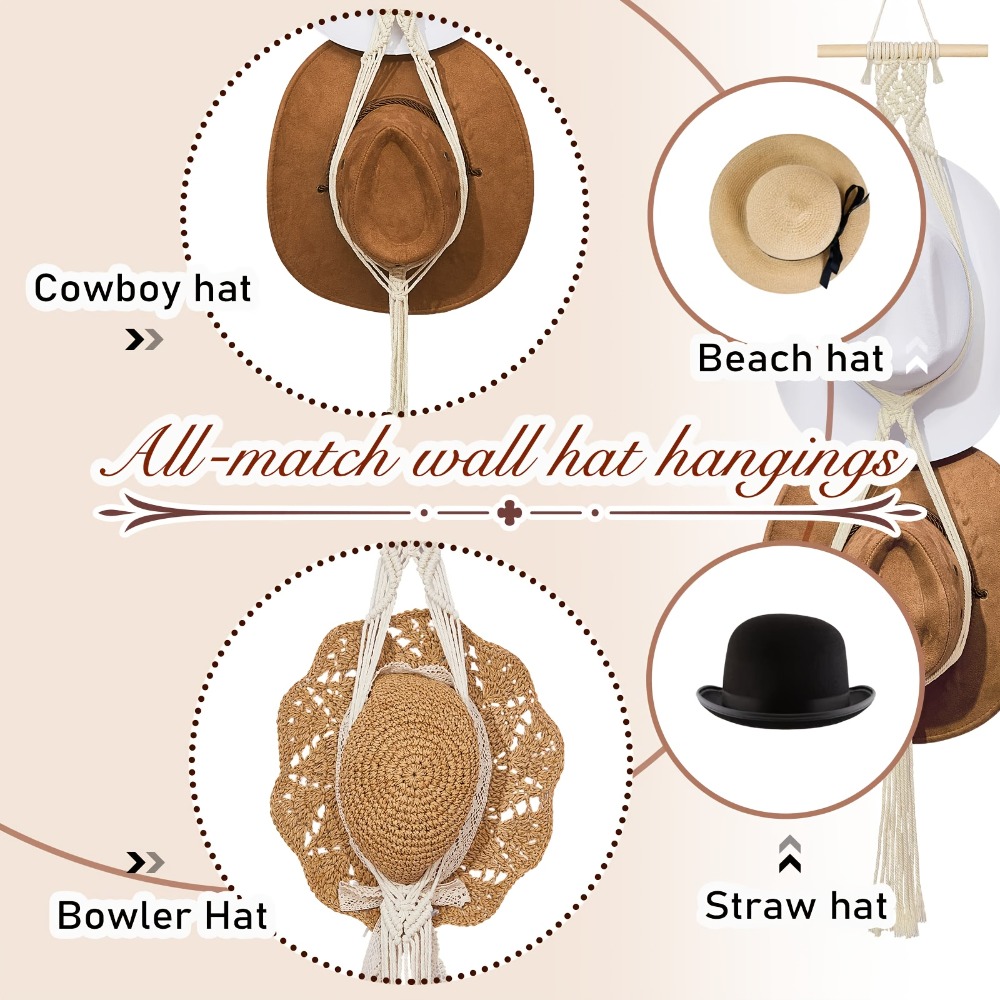 Bohemian Macrame Hat Hanger Ha - Sun Hat Wide Brim ulasan dan harga