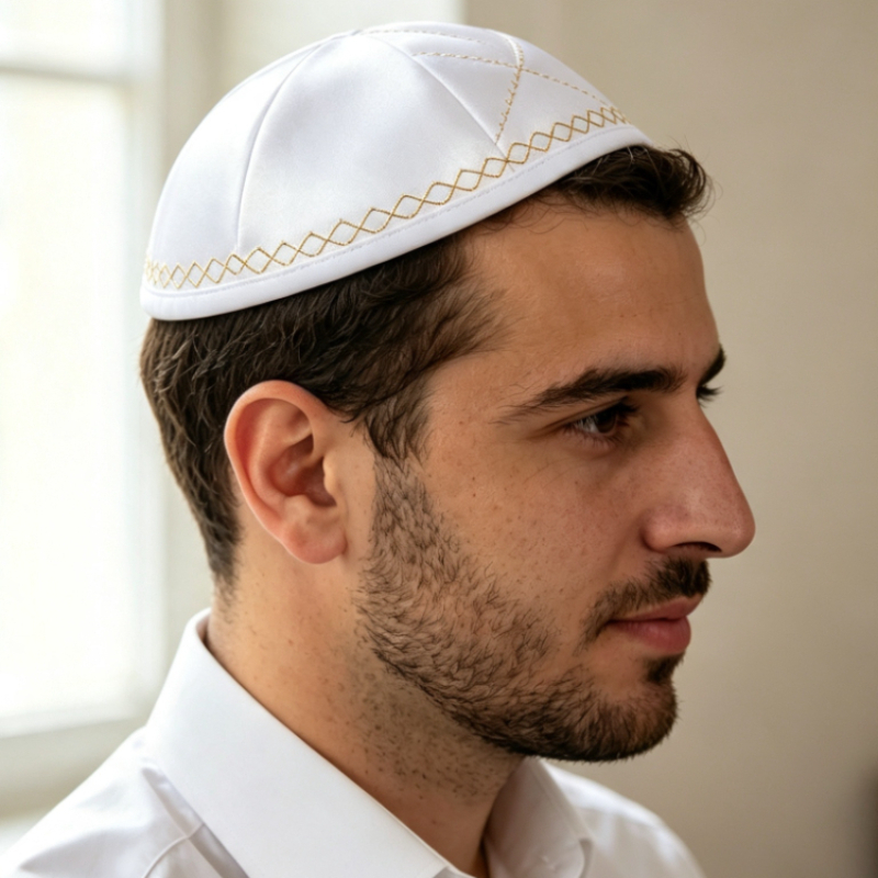 White Satin Jewish Kippah with - Skull Cap Helmet Liner ulasan dan harga