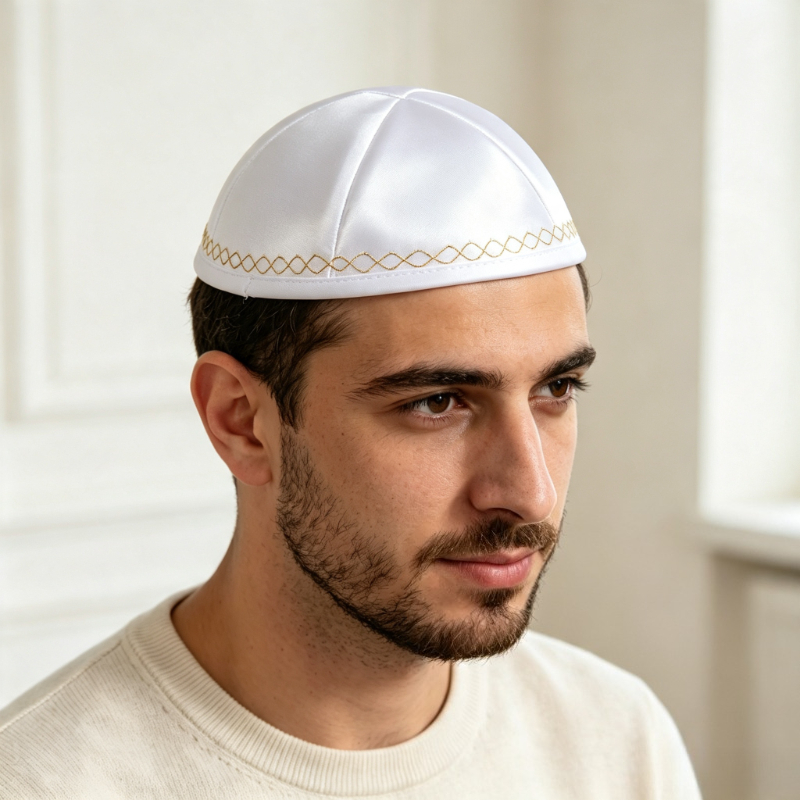 White Satin Jewish Kippah with - Skull Cap Helmet Liner ulasan dan harga