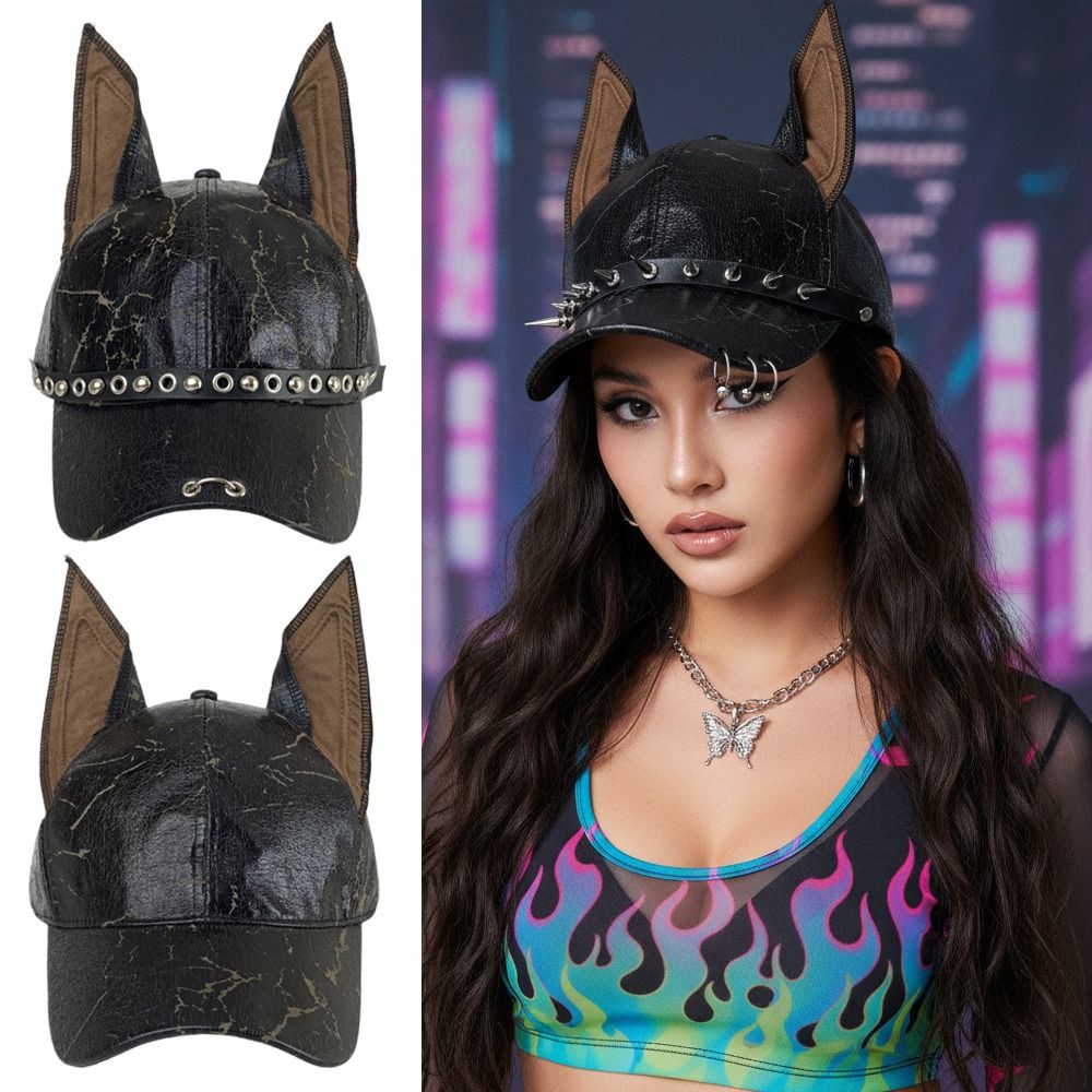 Fashion Punk Doberman Dog Ears - Baseball Cap Structured ulasan dan harga
