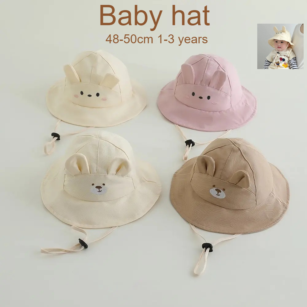 Baby Girls Sun Hat 48-50cm Cot - Bucket Hat Cotton ulasan dan harga