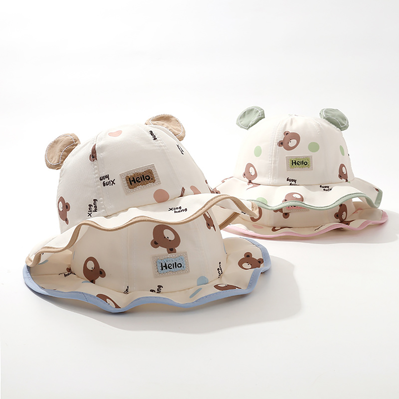 Cute Bear Bucket Hat Cartoon B - Bucket Hat Cotton ulasan dan harga