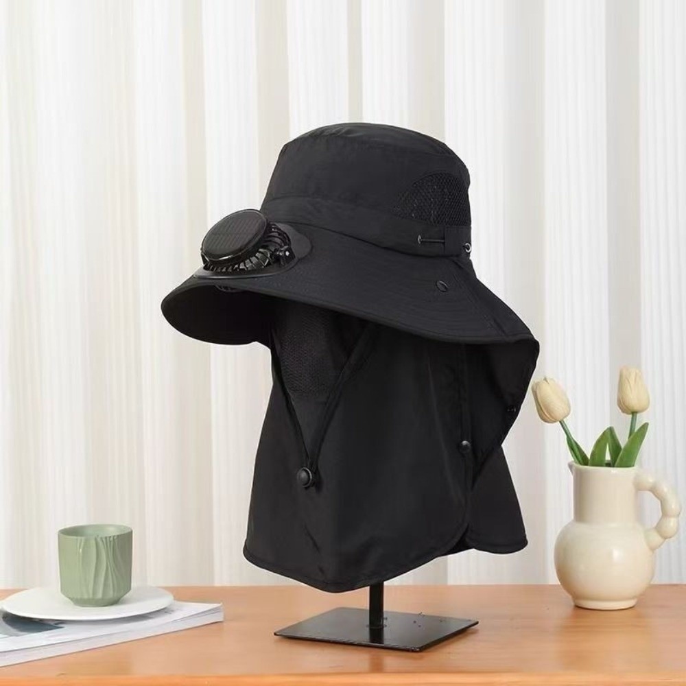 Portable Solar Rechargeable Fa - Sun Hat Wide Brim ulasan dan harga