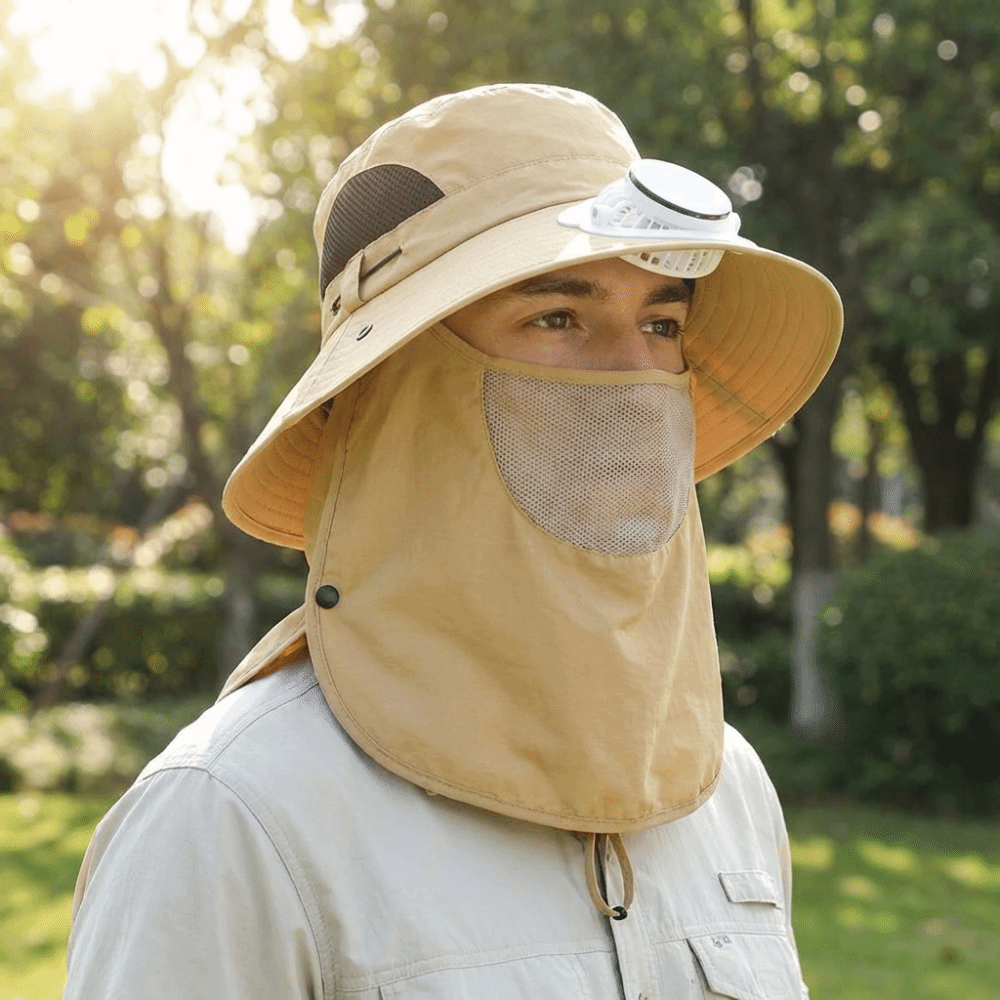 Portable Solar Rechargeable Fa - Sun Hat Wide Brim ulasan dan harga