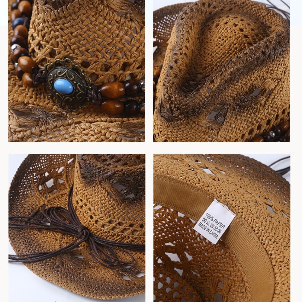 Retro Wide Brim Western Cowboy - Cowboy Hat Straw ulasan dan harga