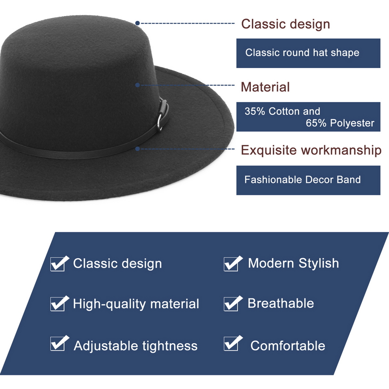 Elegant Wide Brim Fedora Hat f - Fedora Hat Wool ulasan dan harga