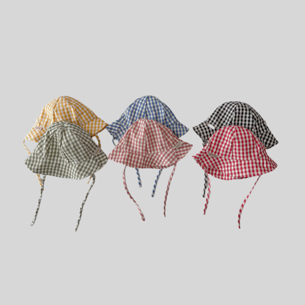 Ins Style Plaid Baby Bucket Ha - Sun Hat Wide Brim ulasan dan harga