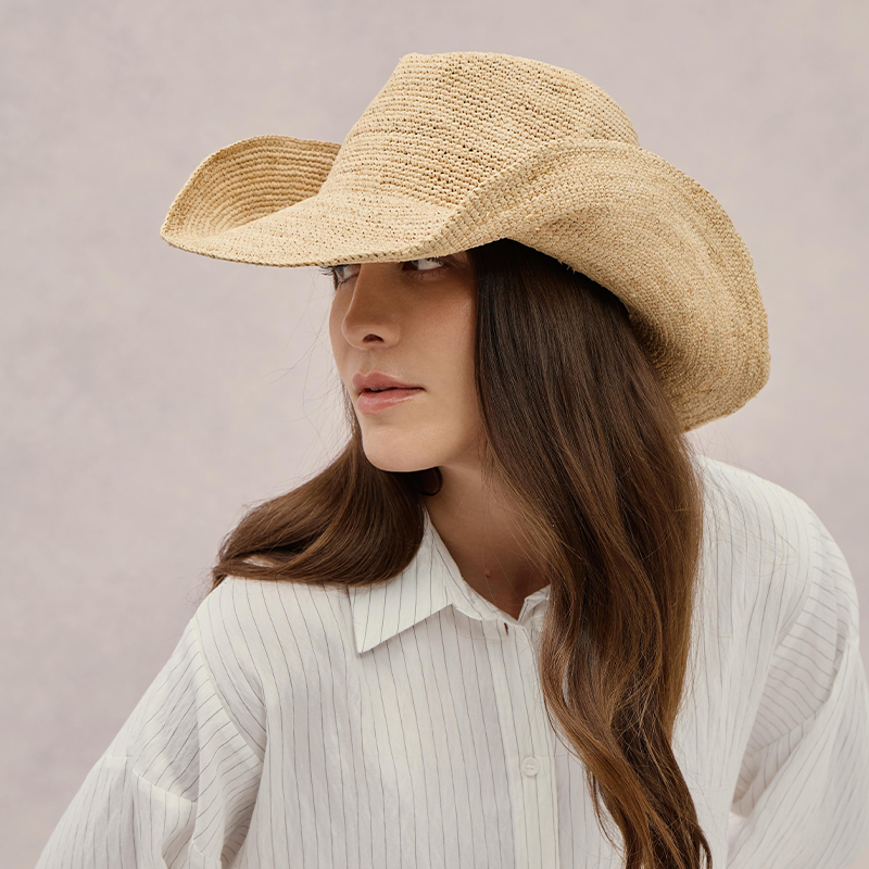 Premium Raffia Straw Hat Luxur - Cowboy Hat Straw ulasan dan harga