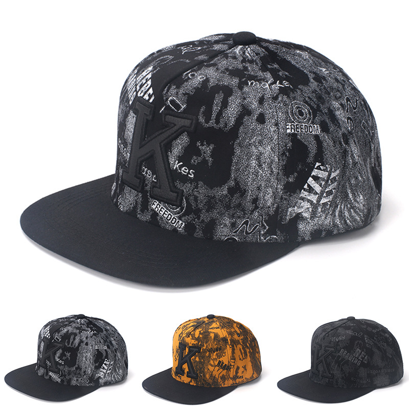 K Letter Hip Hop Baseball Caps - Snapback Hat Flat ulasan dan harga