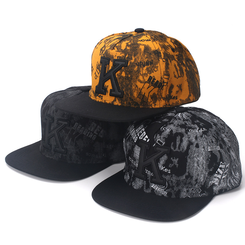 K Letter Hip Hop Baseball Caps - Snapback Hat Flat ulasan dan harga
